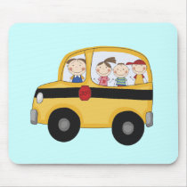 School Bus with Kids T-shirts and Gifts Mouse Mat