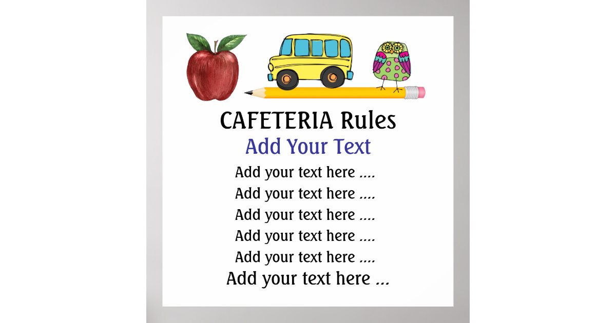 School Cafeteria Poster SRF Zazzle