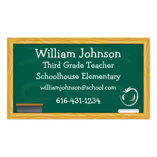 School Chalkboard Teacher Business Card