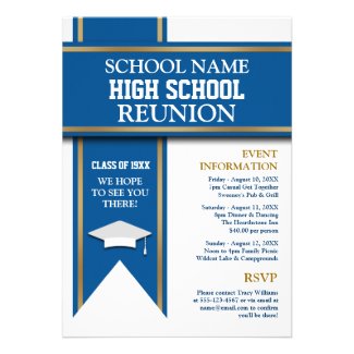 School Colors Banner Custom Class Reunion Personalized Invite