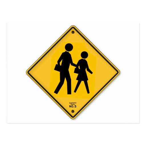 School Crosswalk Sign Walk Safety School Sign Postcard 