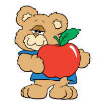School Days Apple Teddy Bear Photo Cut Outs