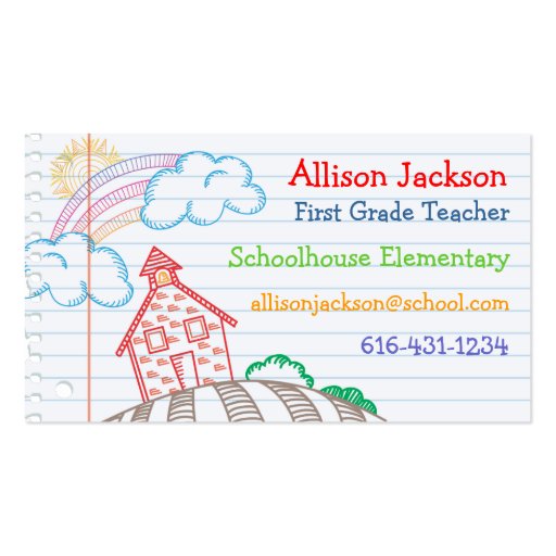 School Doodle Business Card (front side)