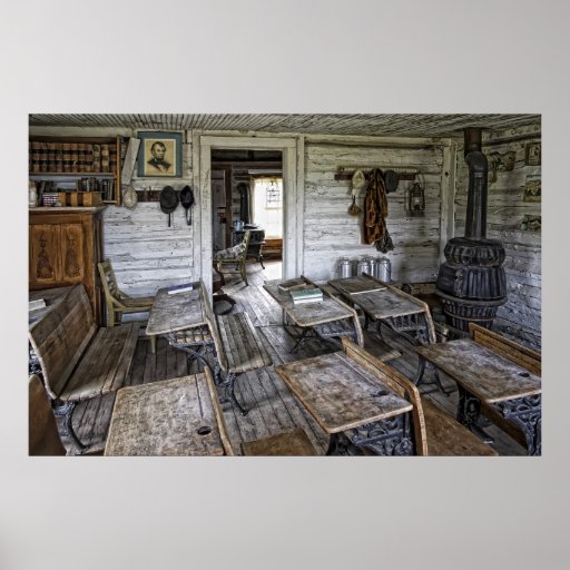 SCHOOL HOUSE MONTANA TERRITORY PRINT
