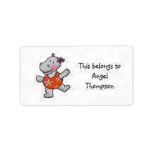 School Labels ( cute hippo )