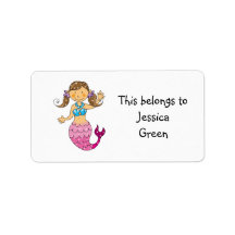School Labels ( cute mermaid )
