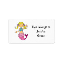 School Labels ( cute mermaid )