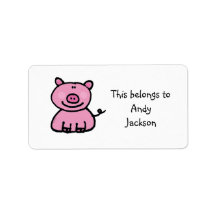 School Labels ( pink piggy )