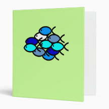 School of Christian Fish Symbols - Blue and Aqua 3 Ring Binders