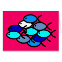 School of Christian Fish Symbols - Blue and Aqua Card