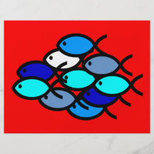 School of Christian Fish Symbols - Blue and Aqua Flyer