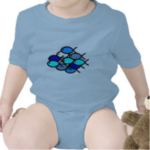 School of Christian Fish Symbols - Blue and Aqua T-shirt