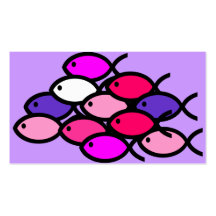 School of Christian Fish Symbols - Pink and Purple Business Card Templates