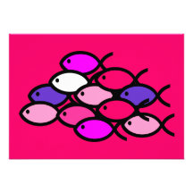 School of Christian Fish Symbols - Pink and Purple Invites