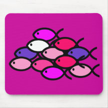 School of Christian Fish Symbols - Pink and Purple Mousepads
