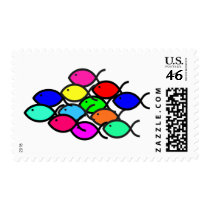 School of Christian Fish Symbols postage by Christian_Art School of Christian Fish Symbols postage