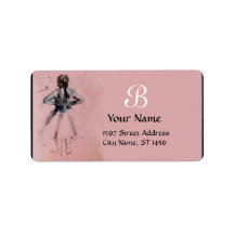 SCHOOL OF DANCE /BALLERINA BALLET DANCER MONOGRAM CUSTOM ADDRESS LABEL
