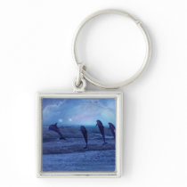 School of dolphins by moonlight keychains