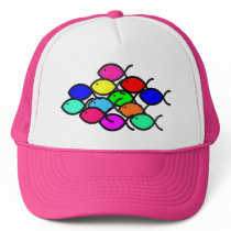 School of Rainbow Fish Symbols hats