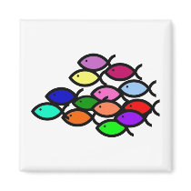 School of Rainbow Fish Symbols Magnet