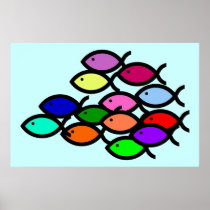 School of Rainbow Fish Symbols posters