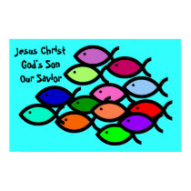 School of Rainbow Fish Symbols Print