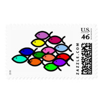School of Rainbow Fish Symbols Stamps