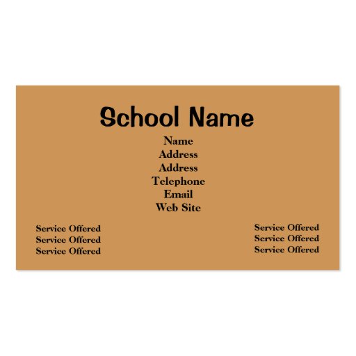 School or Daycare Business Card (back side)
