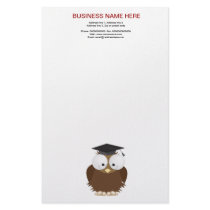 School owl with mortar board stationery