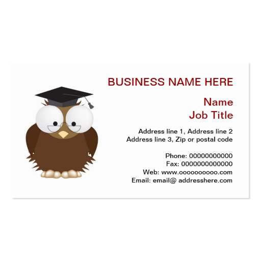 School owl with mortar board stationery business card templates