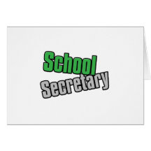 School Secretary Green and Gray Print Greeting Cards