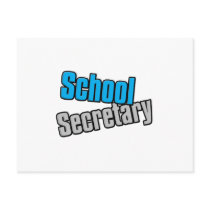 School Secretary with Blue and Gray Print Postcards