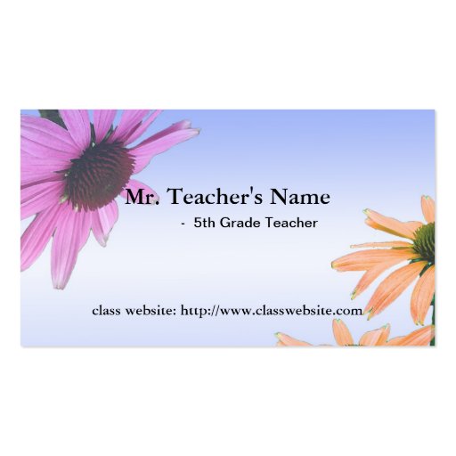 School teacher daisy flowers business card template (back side)