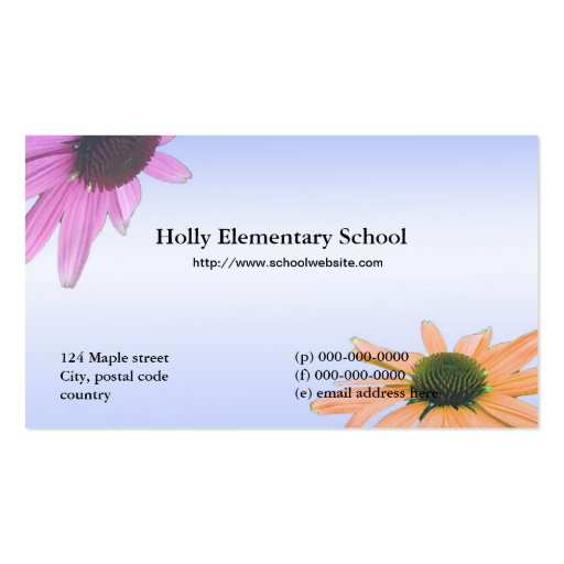 School teacher daisy flowers business card template (front side)