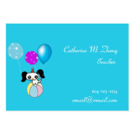 school teacher, dog, ball and balloon business card