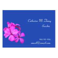 school teacher, pink flowers business card