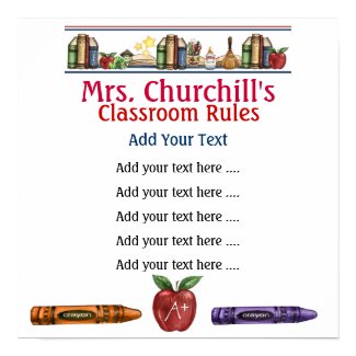 School Teacher's Classroom Rules LG. by SRF print