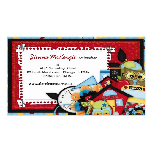 School theme business card (front side)