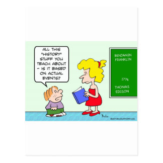 schoolboy asks if history is based on actual event postcard