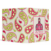 Schoolhouse & Pink & Green Paisley Teacher Binder