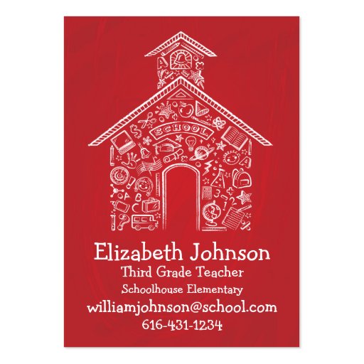 Schoolhouse Teachers Business Card RED