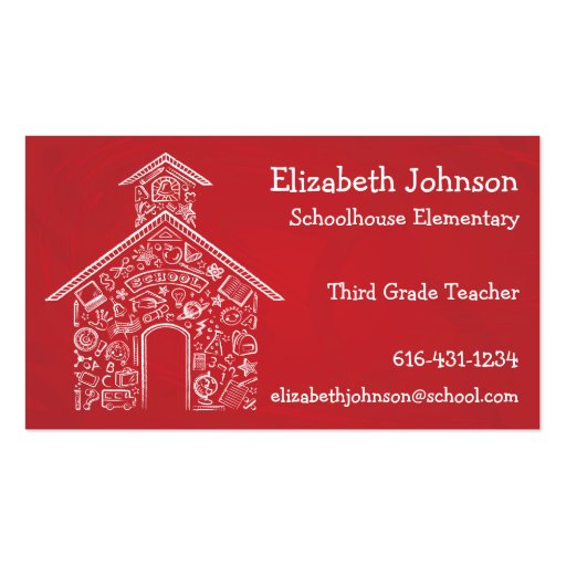 Schoolhouse Teachers Business Card RED