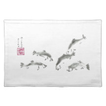 Schools In - Sumi-e Salmon Place Mat