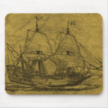 Schooner And Vintage Map Mousepads