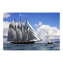 schooner in fair weather posters