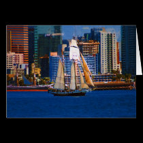 Schooner, San Diego, California cards