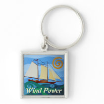 Schooner, Wind Power Key Chains