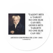 Schopenhauer Talent Genius Hits Targets No One See Round Sticker