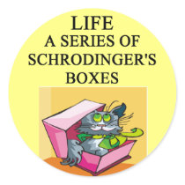 schrodinger's cat box joke stickers by jimhartley schrodinger's cat box joke stickers