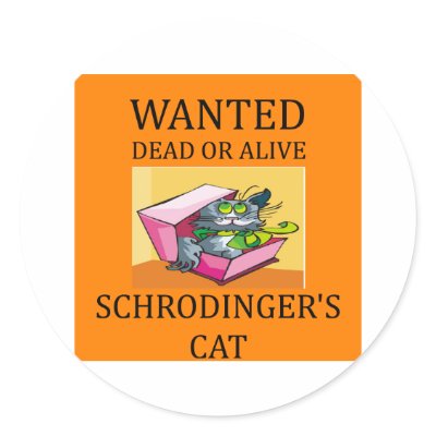 schrodinger's cat joke sticker by jimhartley